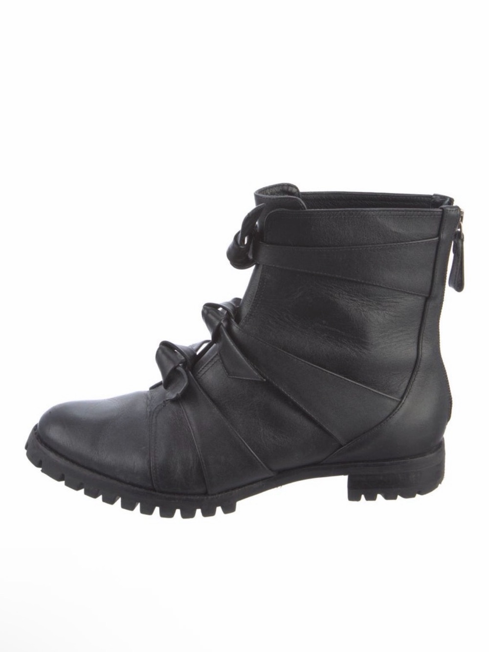 Alexandre Birman Black Leather Lace-Up Ankle Boots